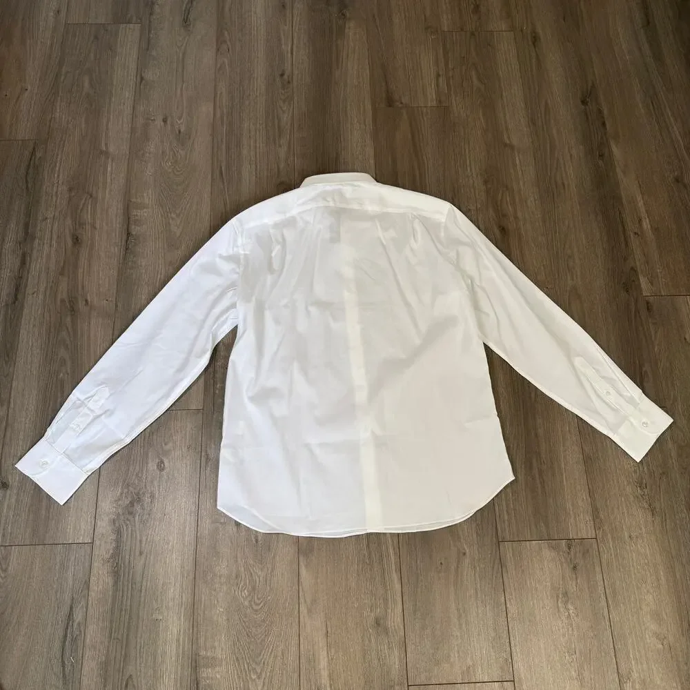J.Crew Slim-fit Bowery Wrinkle-Free Shirt Mens XL White Stretch Cotton Button Up